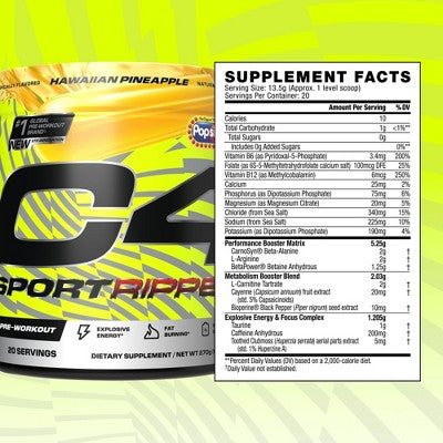 Cellucor C4 Sport Ripped Pre-Workout - Popsicle Hawaiian Pineapple - 9.5oz/20 Servings