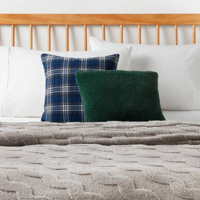 Cozy Faux Shearling Decorative Throw Pillow Green - Room Essentials