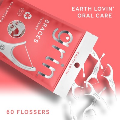 Grin Oral Care Braces Dental Floss - Unflavored - 60ct