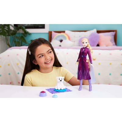 Disney Frozen Elsa Doll & Polar Bear Cub Figure with 4 Nurturing Accessories