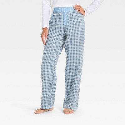 Girls' Plaid Pajama Pants - art class Light Blue S
