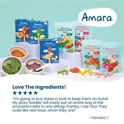 Amara Organic Breakfast Oat Melts Blueberry Baby Snack - 7g
