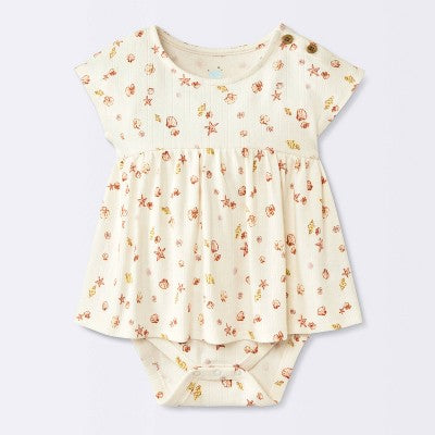 Baby Girls' Costal Ribbed Romper - Cloud Island White 0-3M