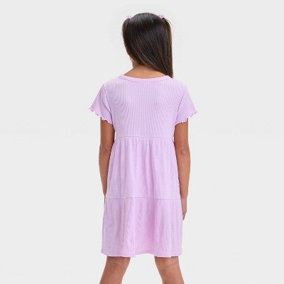 Girls' Short Sleeve Tiered Ribbed Dress - Cat & Jack XS