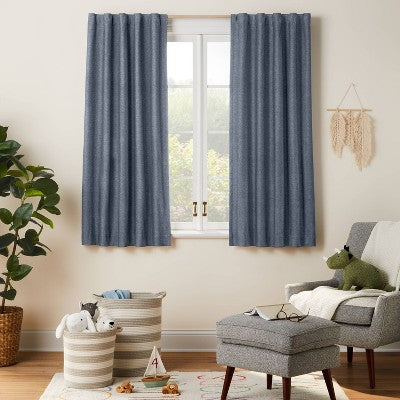 63" Blackout Chambray Cotton Kids' Panel Navy - Pillowfort