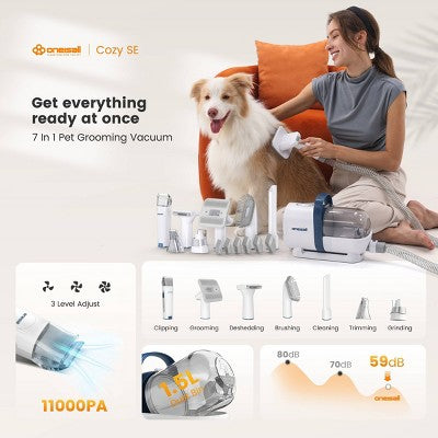 OneIsAll Cozy SE 7-in-1 Pet Grooming Vacuum Kit