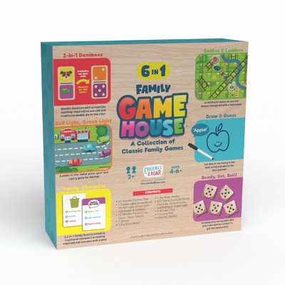 Chuckle & Roar 6-in-1 Family Game House - Classic Games Collection for Family Game Night