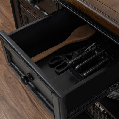 Powell Posie Kitchen Island with 2 Stools Black (LOCAL PICKUP ONLY)