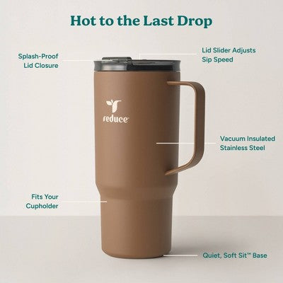 Reduce 24oz Hot1 Vacuum Insulated Stainless Steel Travel Mug with Steam Release Lid Brown: Dishwasher-Safe