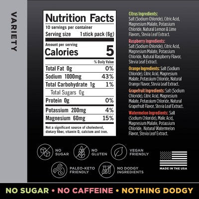 LMNT Zero-Sugar Electrolytes Sports Drink - Variety Pack - 2.1oz/10ct EX 09/2026
