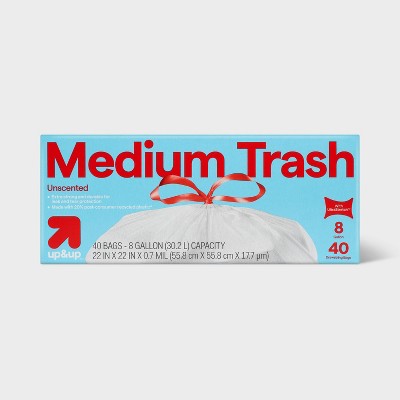 UltraStretch Drawstring Medium Trash Bags - Unscented - 8 Gallon - 40ct - up&up