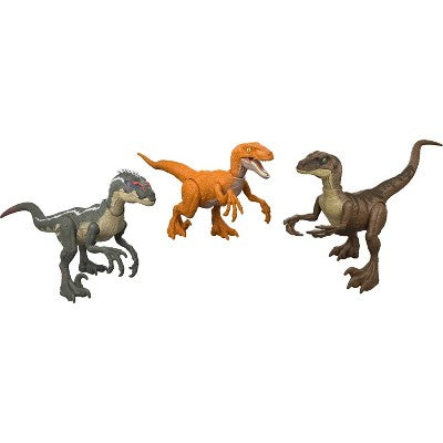 Jurassic World Jurassic Park I II and III Velociraptor Trilogy Set, 3 Action Figures with Attack