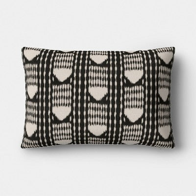 Lumbar Ikat Stripe Throw Pillow Charcoal/Neutral - Threshold Early Launch