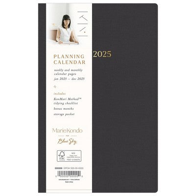Marie Kondo for BlueSky 2025 Weekly/Monthly Planner 8.19"x5.16" Charcoal Fabric