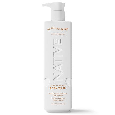 Native Sensitive Series Hypoallergenic Fragrance 24-Hour Hydrating Body Wash - Bare Coconut - 18 fl oz: Paraben-Free, Sulfate-Free