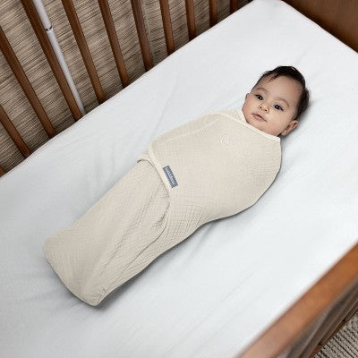 SwaddleMe by Ingenuity Original Muslin Baby Swaddle 0-3 Months - Cream