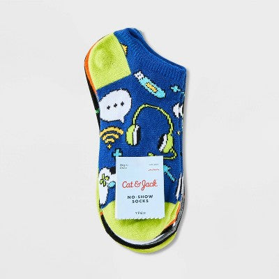 Boys' 7pk Gamer No Show Socks - Cat & Jack M