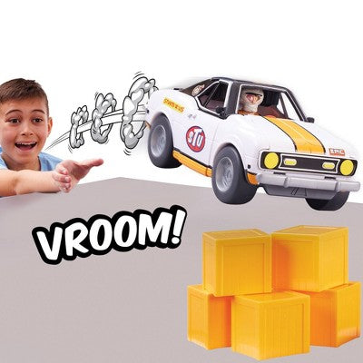 Stuntman Stu Race Ace Stunt Car Break Apart Stunt Set with Action Figure, Pop-Off Parts and Crash Crates