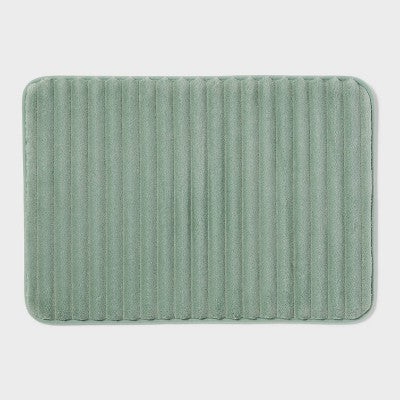 17"x24" Ribbed Cushion Foam Bath Rug Light Green - Room Essentials