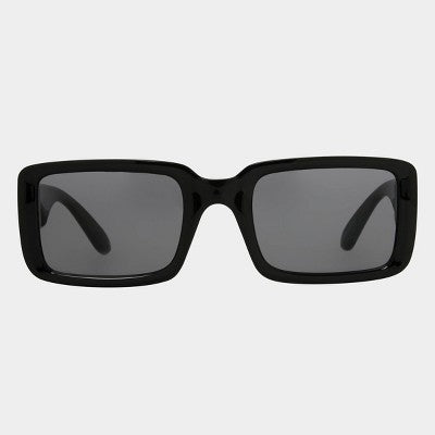 Women's Plastic Rectangle Sunglasses - Universal Thread Black: Scratch-Resistant, UV Protection, Recycled Frame