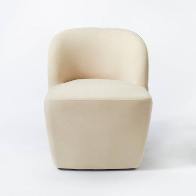 Pasadena Swivel Accent Chair Light Beige Velvet - Threshold designed with Studio McGee: Transitional Upholstered Seating (LOCAL PICKUP ONLY)