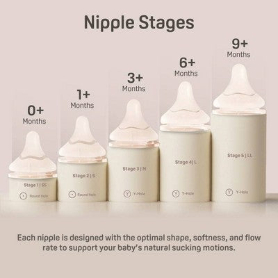 Pigeon Nurture & Nest Wide-Neck and Anti-colic PPSU BPA-Free Baby Bottles with Nipples - 8 fl oz/2pk