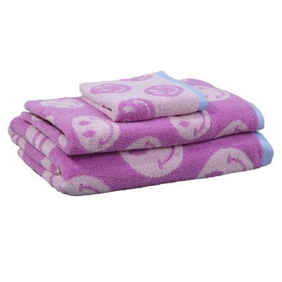 6pc Bath Towel Set Pink Striped Smiles - Kapoor Home