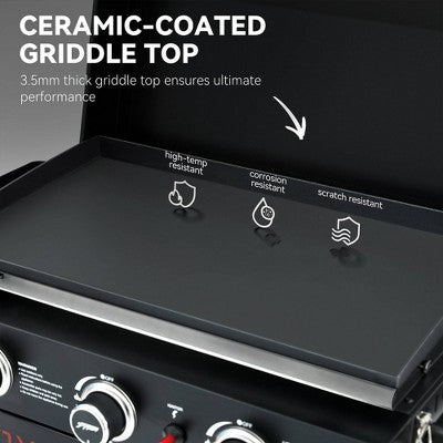 RoyalGourmet Portable 3-Burner Gas Griddle PD3001TG Black (LOCAL PICKUP ONLY)