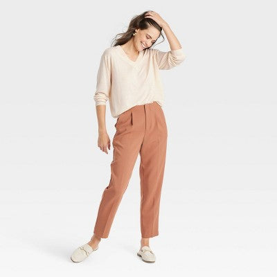 Women's Fine Gauge V-Neck Pullover Sweater - A New Day Cream L