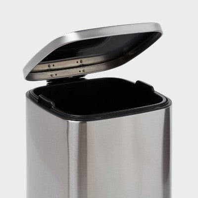 30L Soft Square Step Trash Can Silver - Brightroom