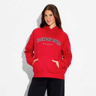 Women's Oversized Graphic Hooded Pullover Sweatshirt XS