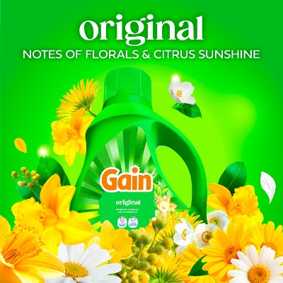 Gain Original HE Concentrated Liquid Laundry Detergent 61 Loads - 81 fl oz: Bleach-Free, Paraben-Free, Aluminum-Free