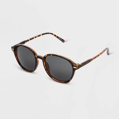 Women's Shiny Plastic Round Gray Lens Sunglasses - Universal Thread Brown/Tortoise Print