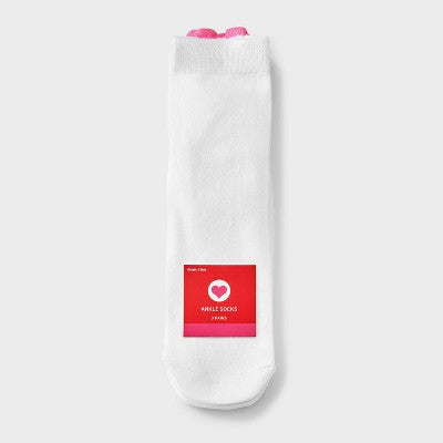 Women's Heart Pop Up Valentine's Day 3pk Ankle Socks 4-10