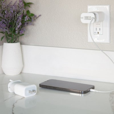 U Brands Silicone Adapter Wrap White: Cord Organizer & Holder, Magnetic Cable Management, 8.5" x 5" x 1.26"