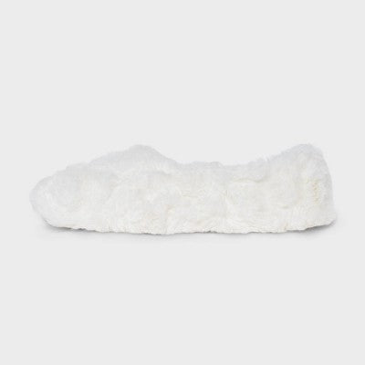 Women's Pebble Textured Faux Fur Cozy Pull-On Slipper Socks with Grippers - Auden Ivory S/M