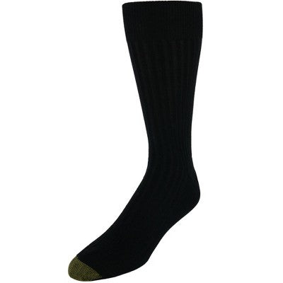 Gold Toe Men's Moisture Control Canterbury Crew Dress Socks (3 Pair Pack), Black