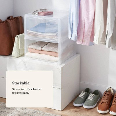Stackable Large Bin Front Opening Clear - Brightroom: Transparent Utility Storage, 19 Volume, Stackable