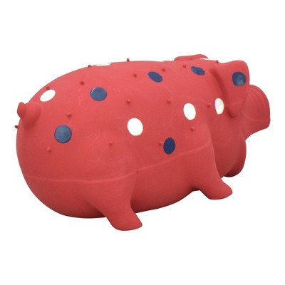 Multipet Rubber Pig Americana Interactive Dog Toy - Red