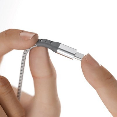 Just Wireless 10' Ultra Braided USB-C to USB-C Flat Cable - Slate White
