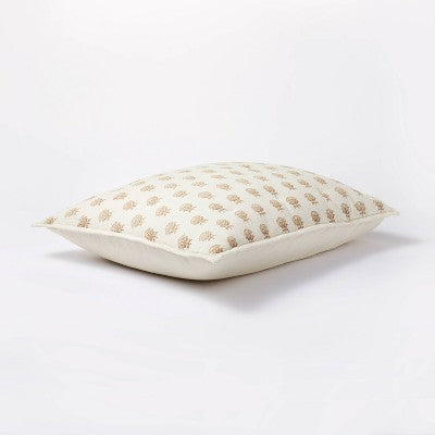 2 pk King Lofty Cotton Slub Woodblock Print Floral Quilt Sham White/Mauve - Threshold designed with Studio McGee: Luxurious King-Size Bedding