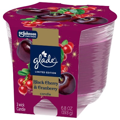 Glade 3 Wick Fall Candle in Glass Jar - Black Cherry & Cranberry - 6.8oz