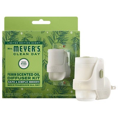 Mrs. Meyer's Clean Day Premium Scented Oil Plug-In Diffuser Air Freshener Starter Kits - Iowa Pine - 1 Warmer + 1 Refill - 0.67 fl oz