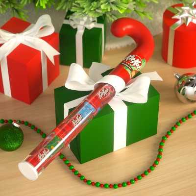 Kit Kat Milk Chocolate Wafer Filled Plastic Cane Christmas Candy Miniatures - 1.8oz