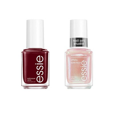 essie Nail Art Studio Berry Nail Polish Set Holiday Duo Gift Set with Makeup Bag - 2pc