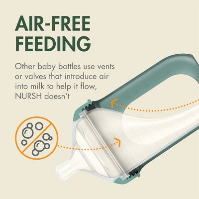 Boon Nursh Silicone Baby Bottle with Collapsible Silicone Pouch - Green Speckle - 8 fl oz