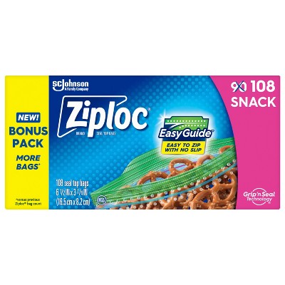 Ziploc Snack Bags with Grip 'n Seal Technology - 108ct