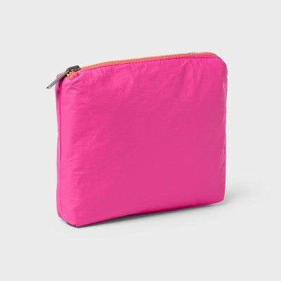 Water Resistant Pouch Toiletry Kits and Bags - Open Story Pink/Orange Palm