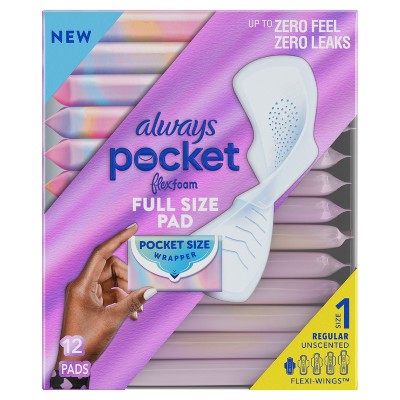 Always Pocket Flexfoam Size 1 Unscented Pads - Regular - 12ct