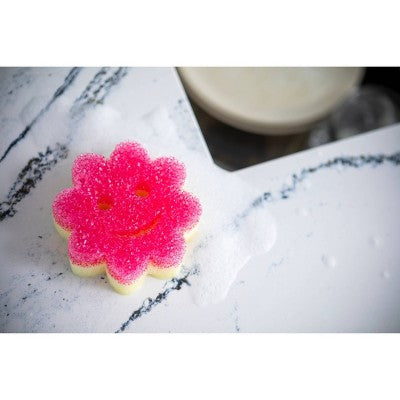 Scrub Daddy Scrub Mommy Power Flower Dual-Sided Scrubber + Sponge - Pink: Foam Material, Cleaning Tools Accessory, 1.63" Depth